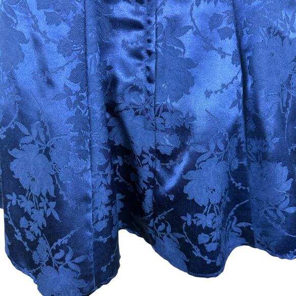 Maurices Vintage Navy Satin Floral Beaded Choker Halter 90s Y2K Prom Dress sz XS - Picture 11 of 15